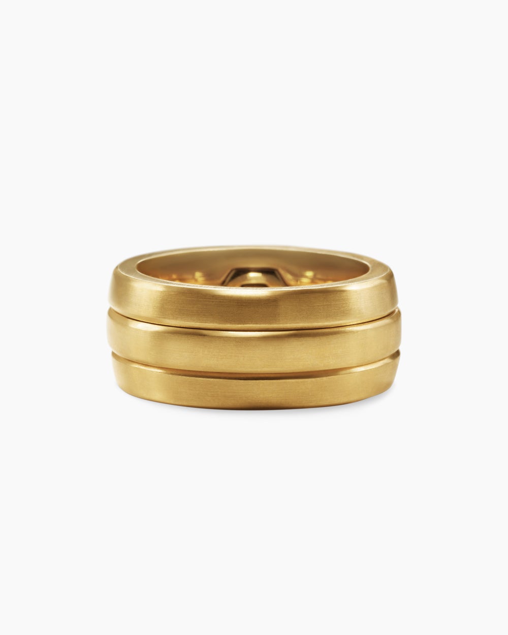Mens Nesting Band Ring in 18K Yellow Gold with Center Black Diamond, 10mm