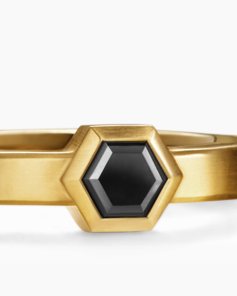 Mens Nesting Band Ring in 18K Yellow Gold with Center Black Diamond, 10mm