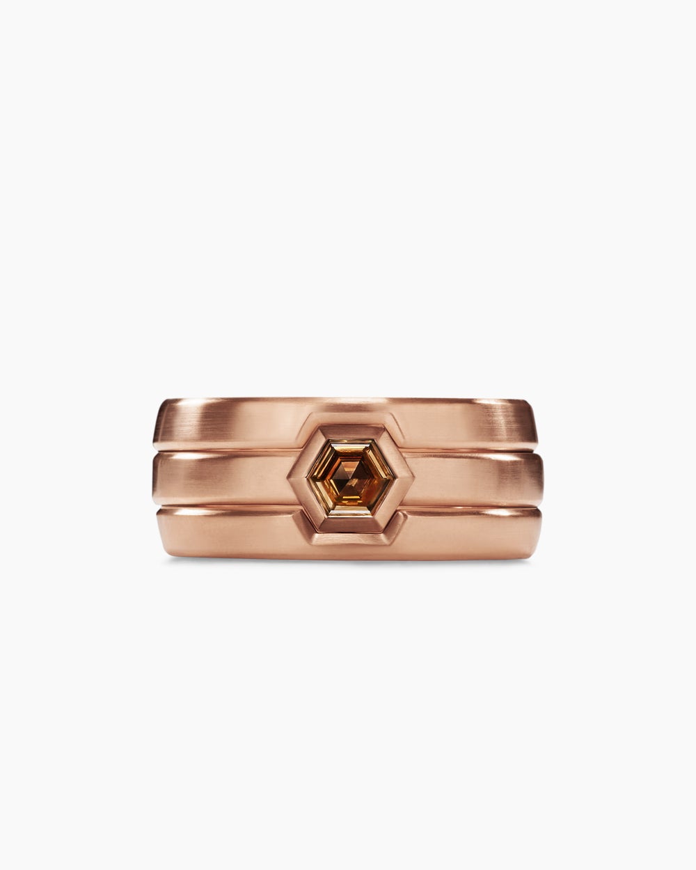 Mens Nesting Band Ring in 18K Rose Gold with Diamond, 10mm