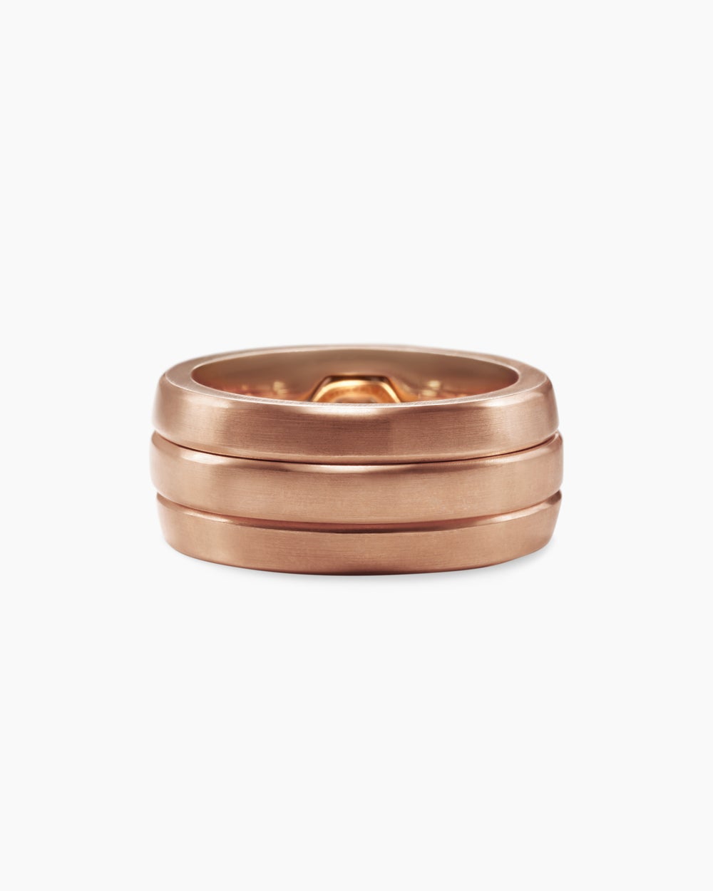 Mens Nesting Band Ring in 18K Rose Gold with Diamond, 10mm