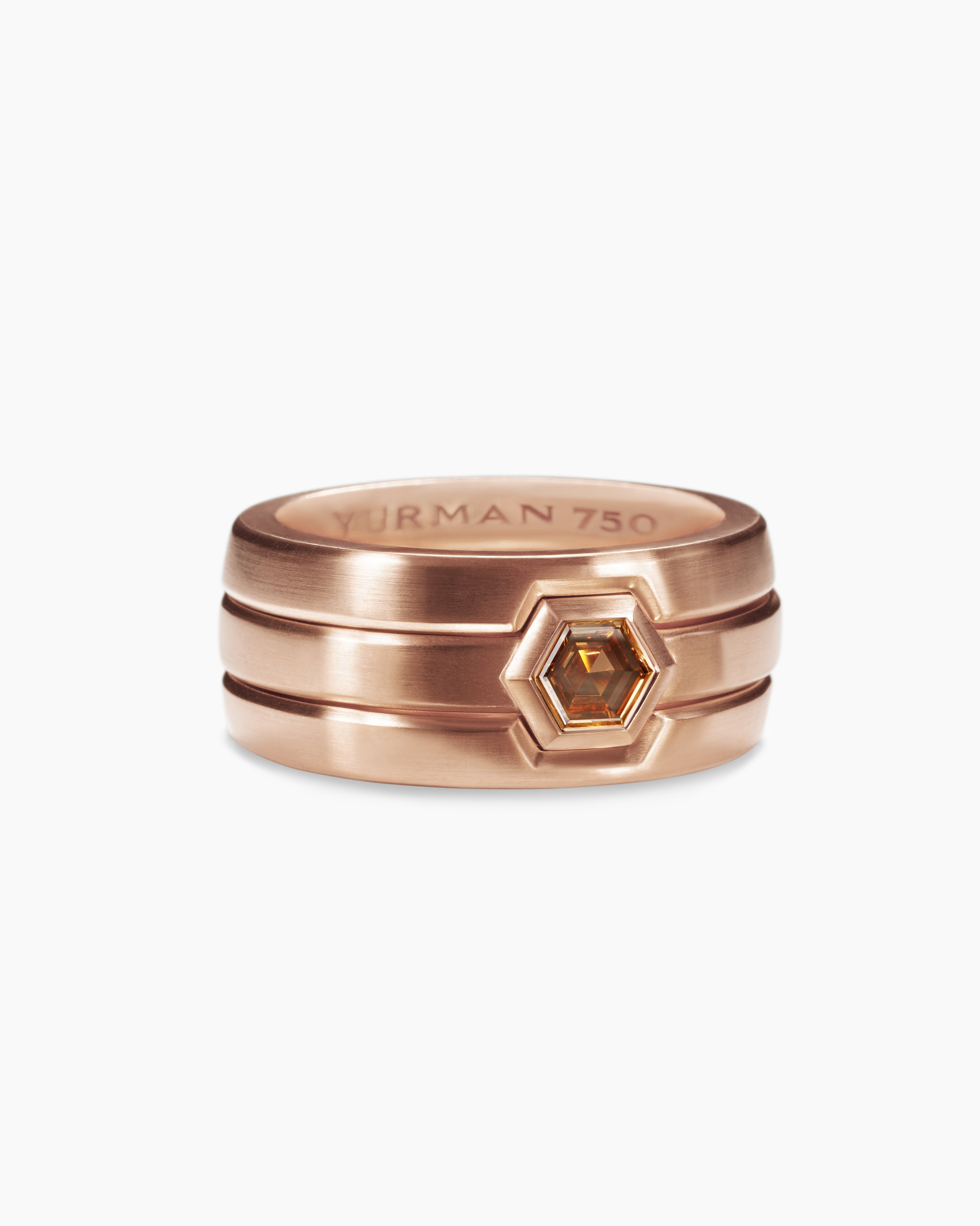 Mens Nesting Band Ring in 18K Rose Gold with Diamond, 10mm