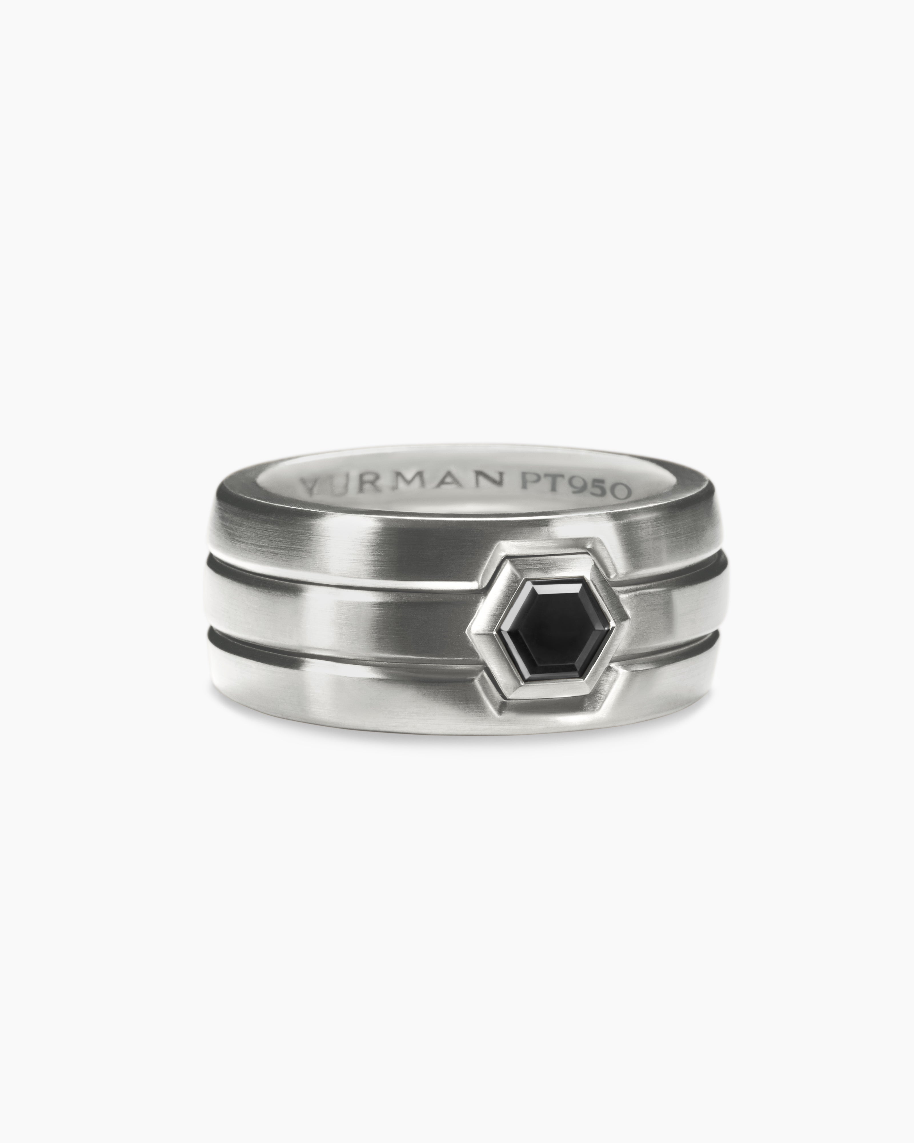 Mens Nesting Band Ring in Platinum with Diamond, 10mm