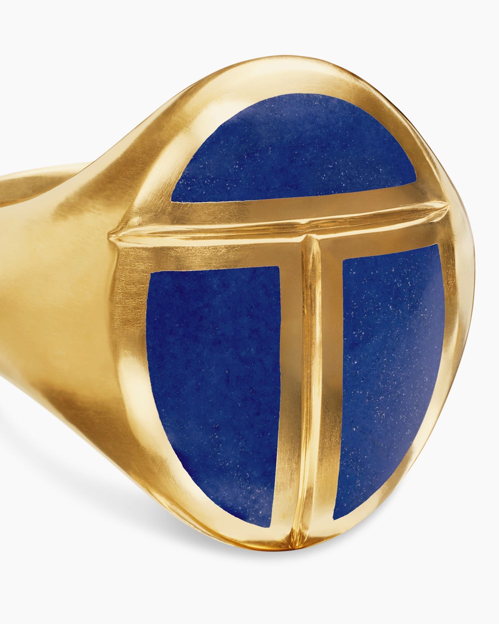 Mens Cairo Signet Ring in 18K Yellow Gold with Lapis, 23.6mm