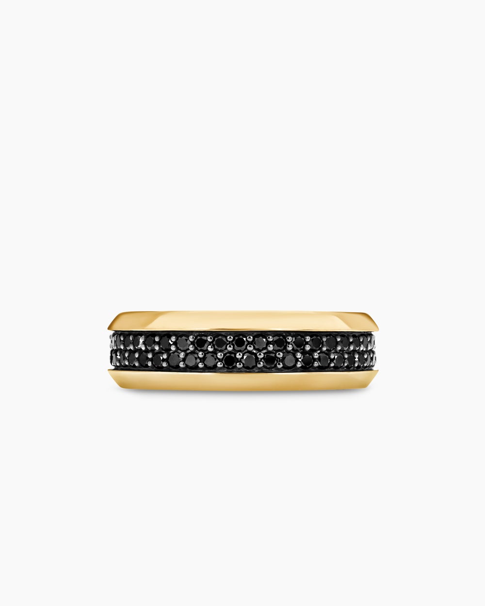Mens Beveled Two Row Band Ring in 18K Yellow Gold, 8mm