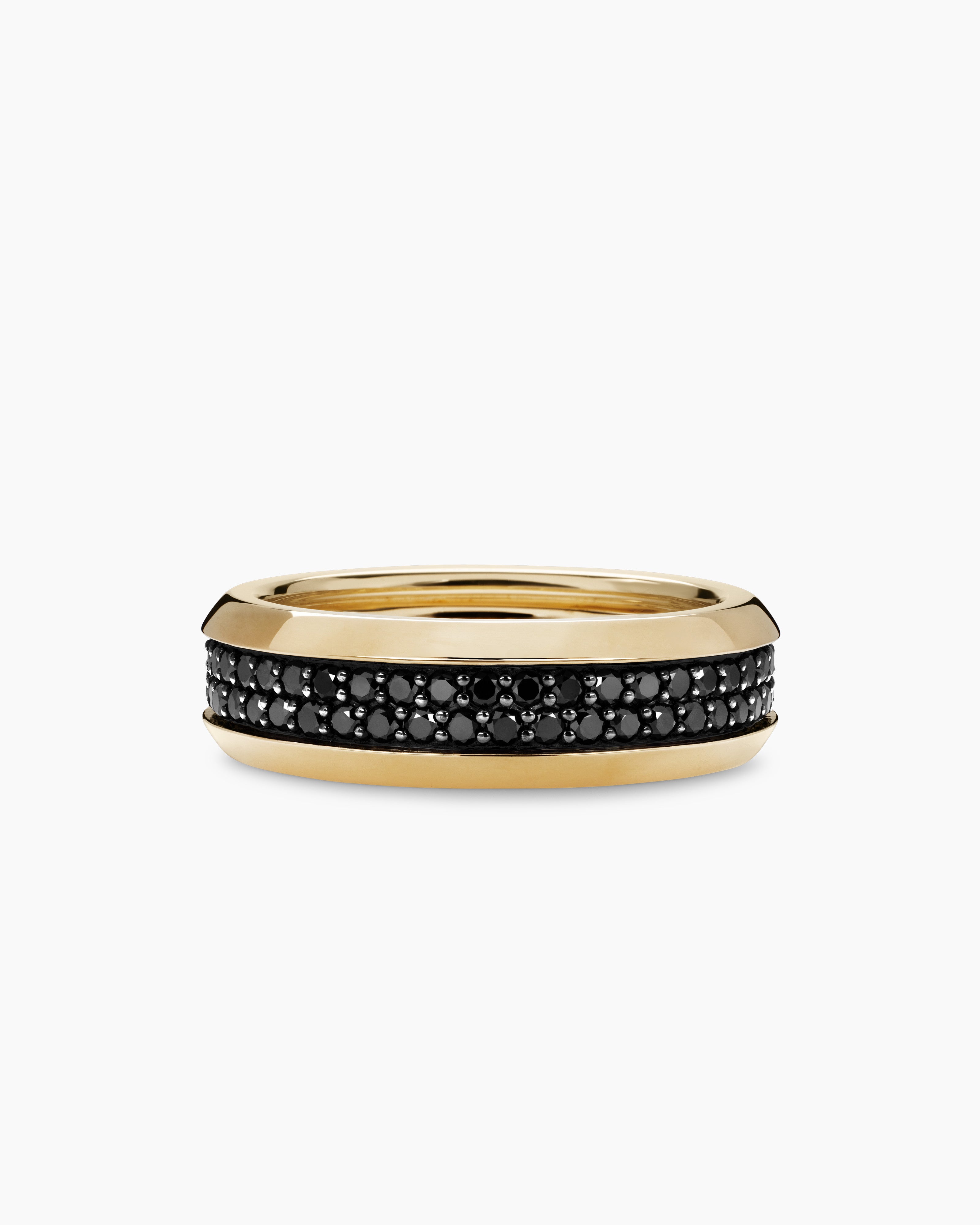 Mens Beveled Two Row Band Ring in 18K Yellow Gold, 8mm