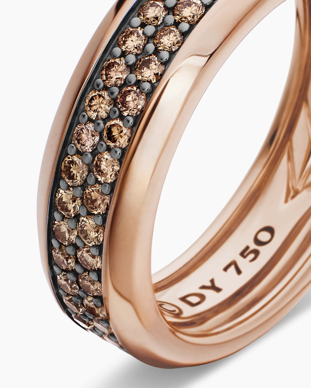 Mens Beveled Two Row Band Ring in 18K Rose Gold, 8mm