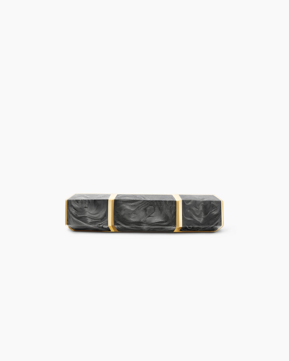 Mens Forged Carbon Faceted Band Ring in 18K Yellow Gold, 6mm