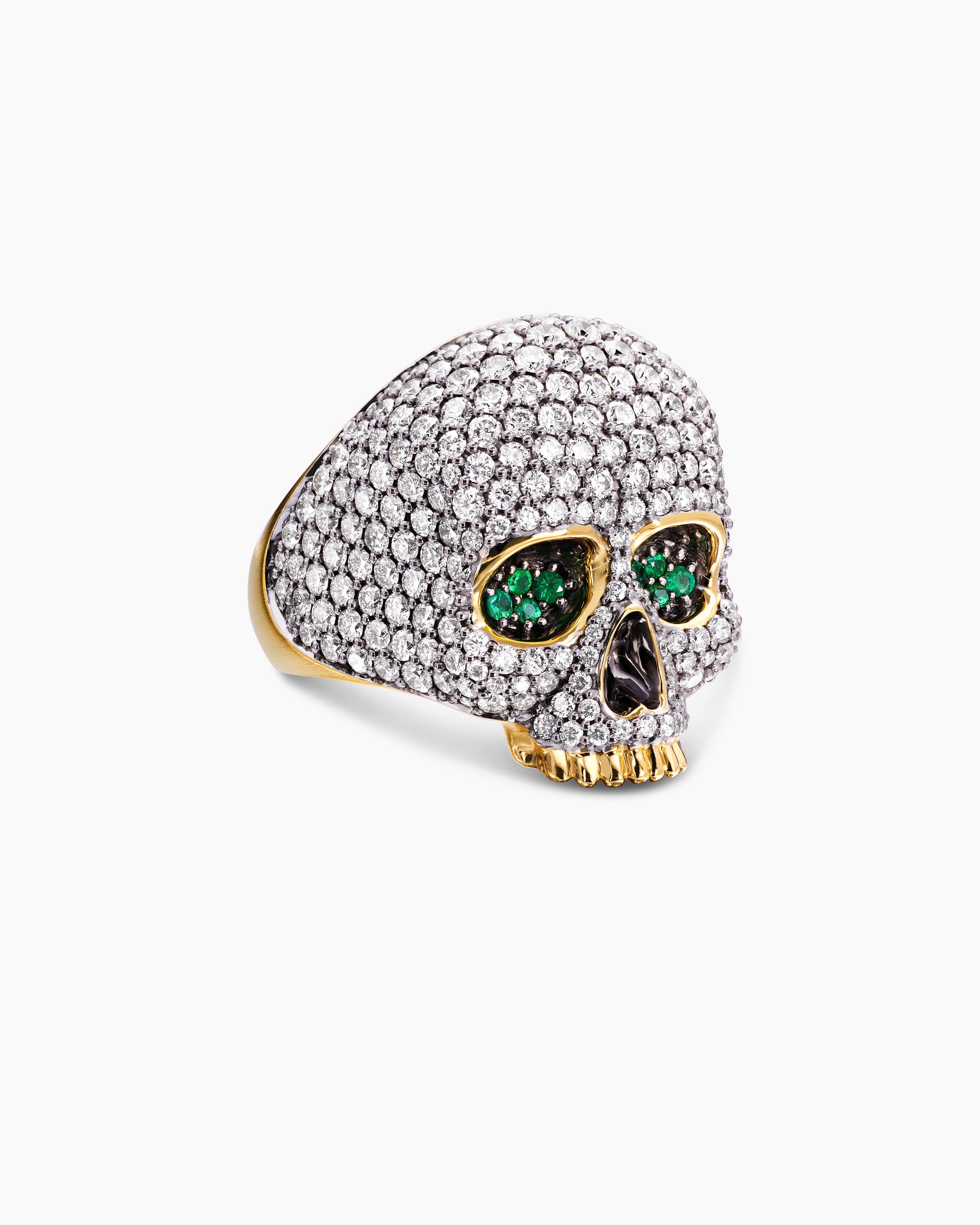 Mens Memento Mori Skull Ring in 18K Yellow Gold, 26mm