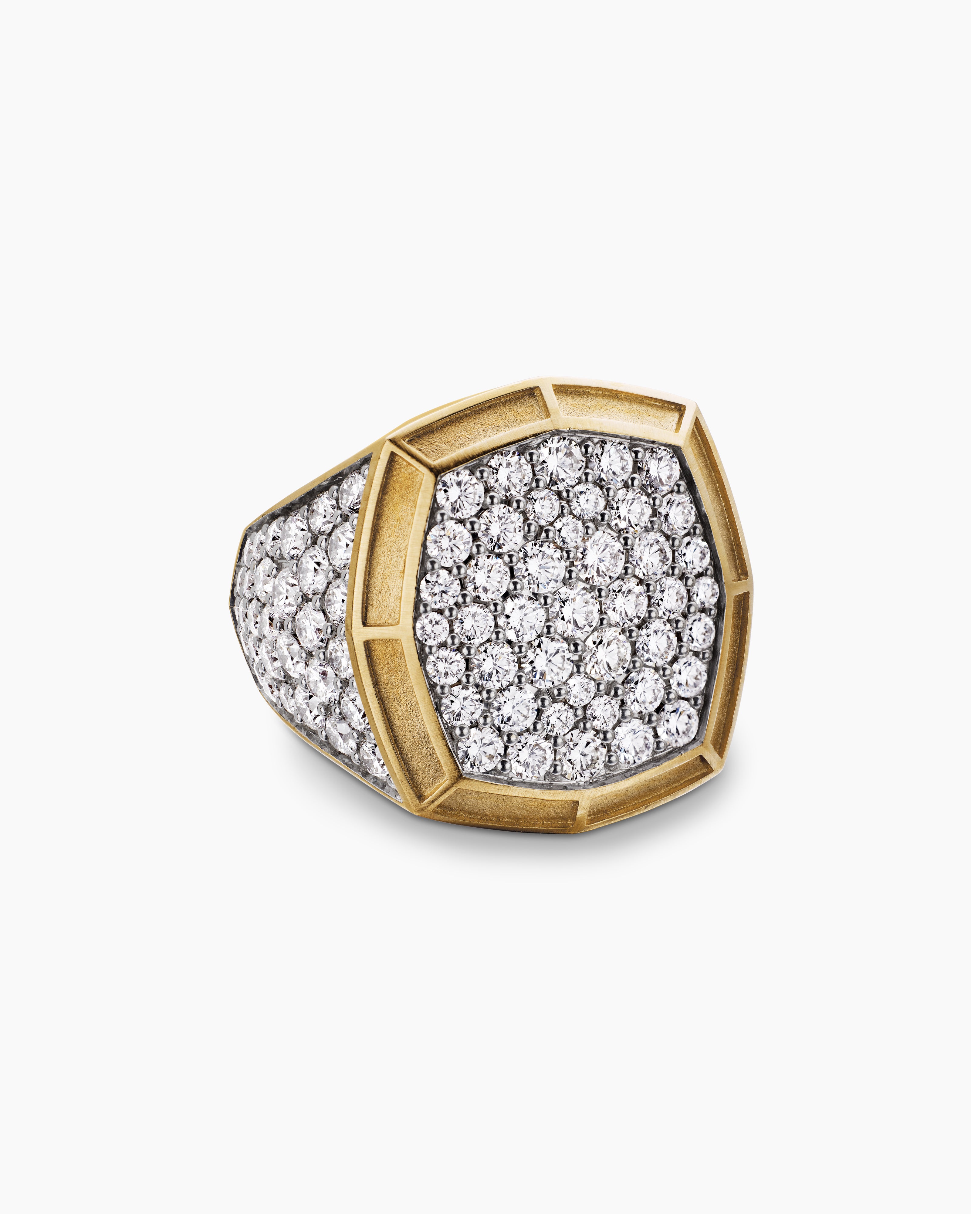 Mens Streamline&reg; Bold Signet Ring in 18K Yellow Gold with Diamonds, 23.4mm