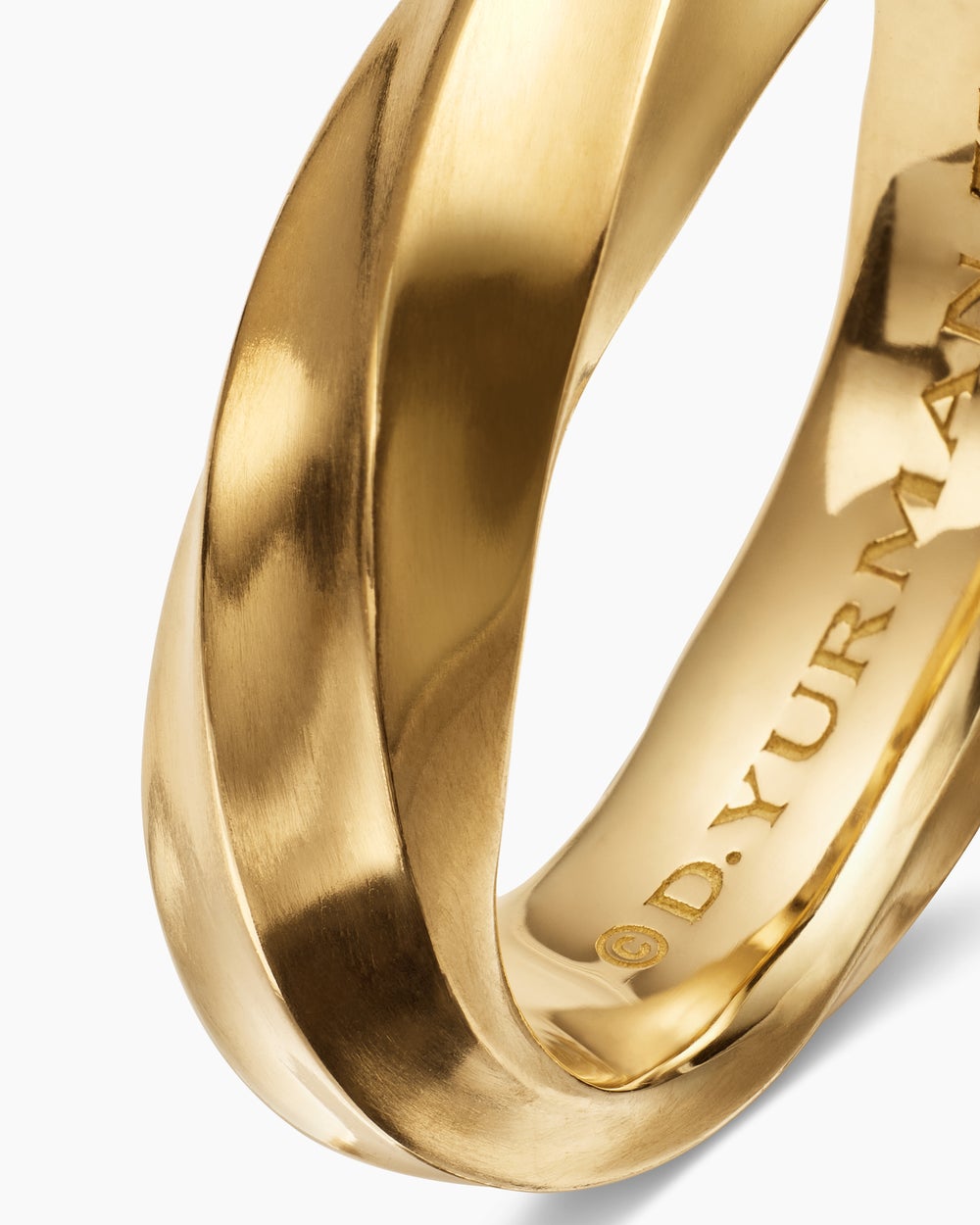 Mens Cable Edge Band Ring in 18K Yellow Gold, 6mm