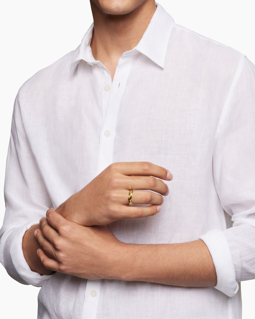 Mens Cable Edge Band Ring in 18K Yellow Gold, 6mm