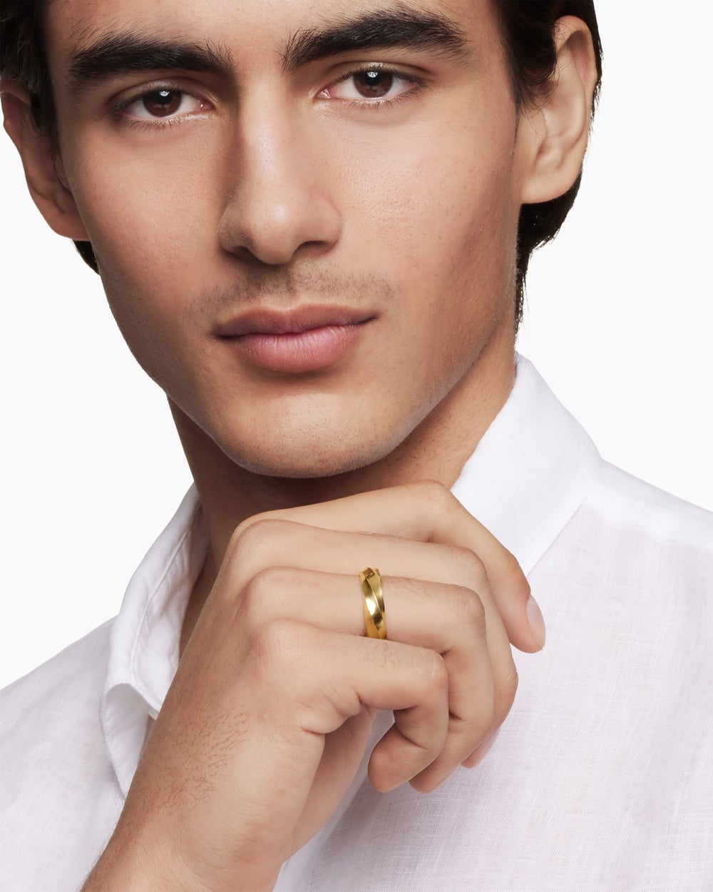 Mens Cable Edge Band Ring in 18K Yellow Gold, 6mm