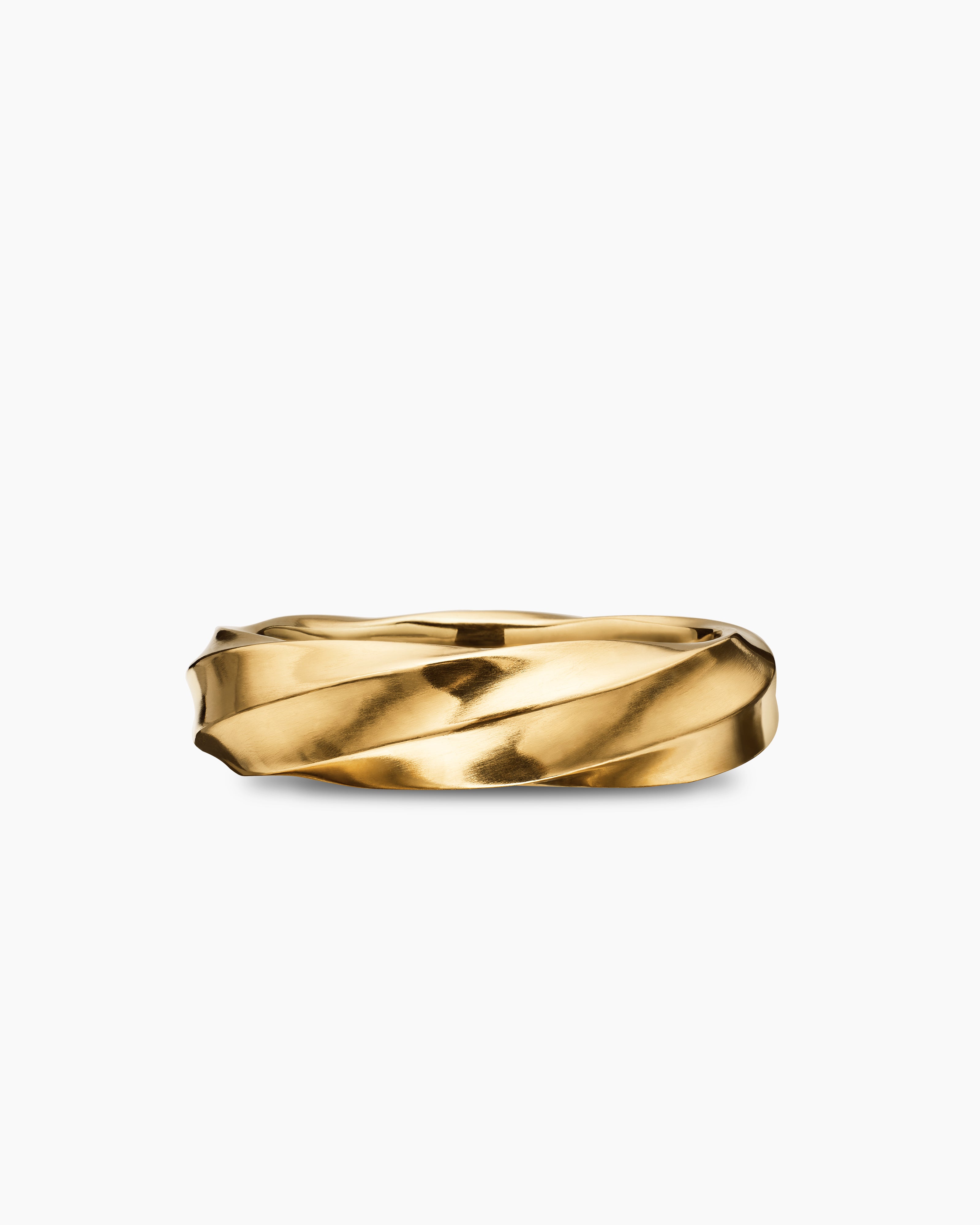 Mens Cable Edge Band Ring in 18K Yellow Gold, 6mm