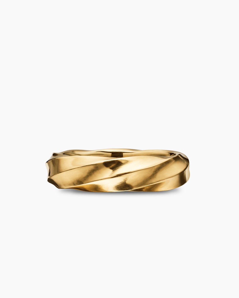 Mens Cable Edge Band Ring in 18K Yellow Gold, 6mm