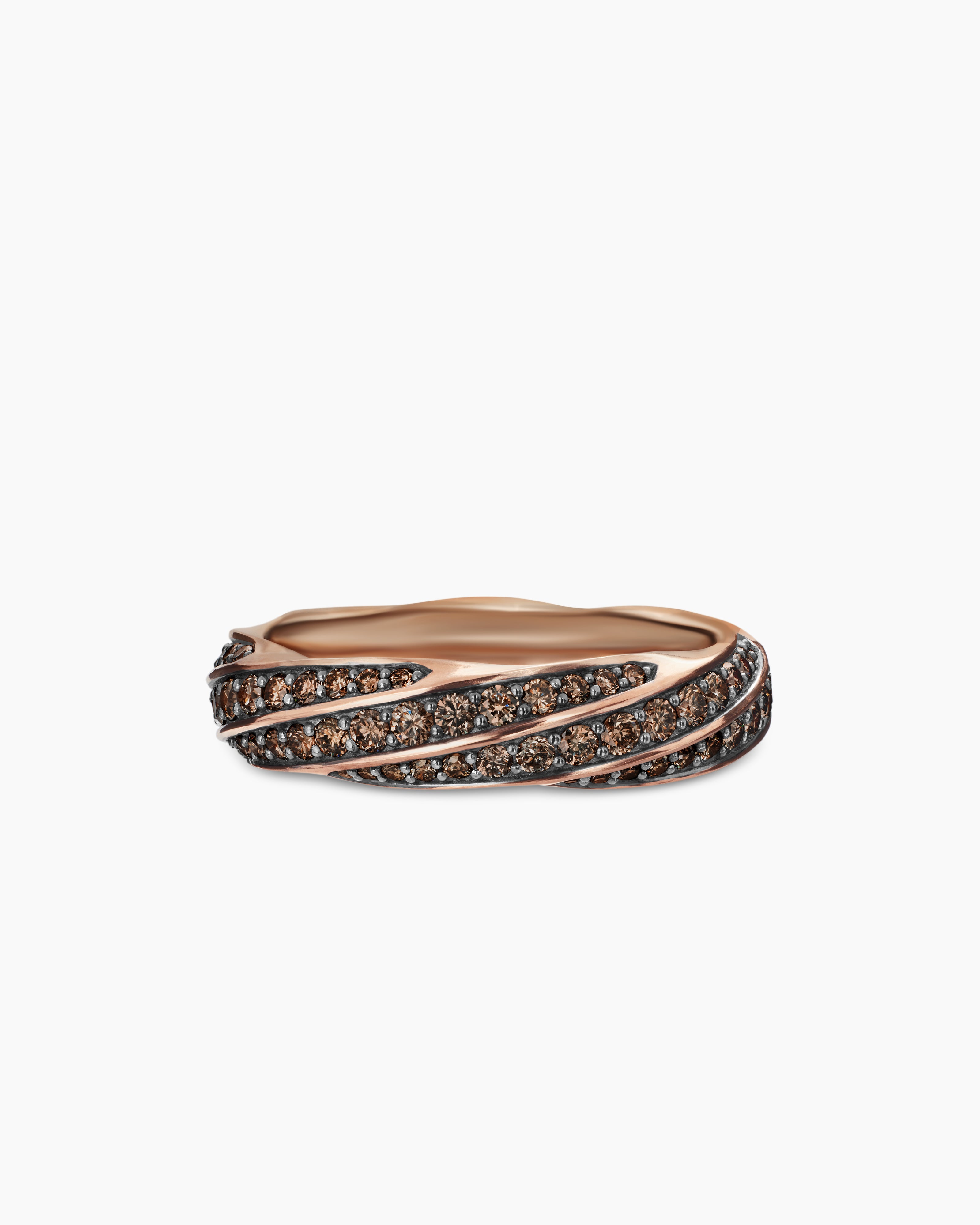 Mens Cable Edge Band Ring in 18K Rose Gold, 6mm