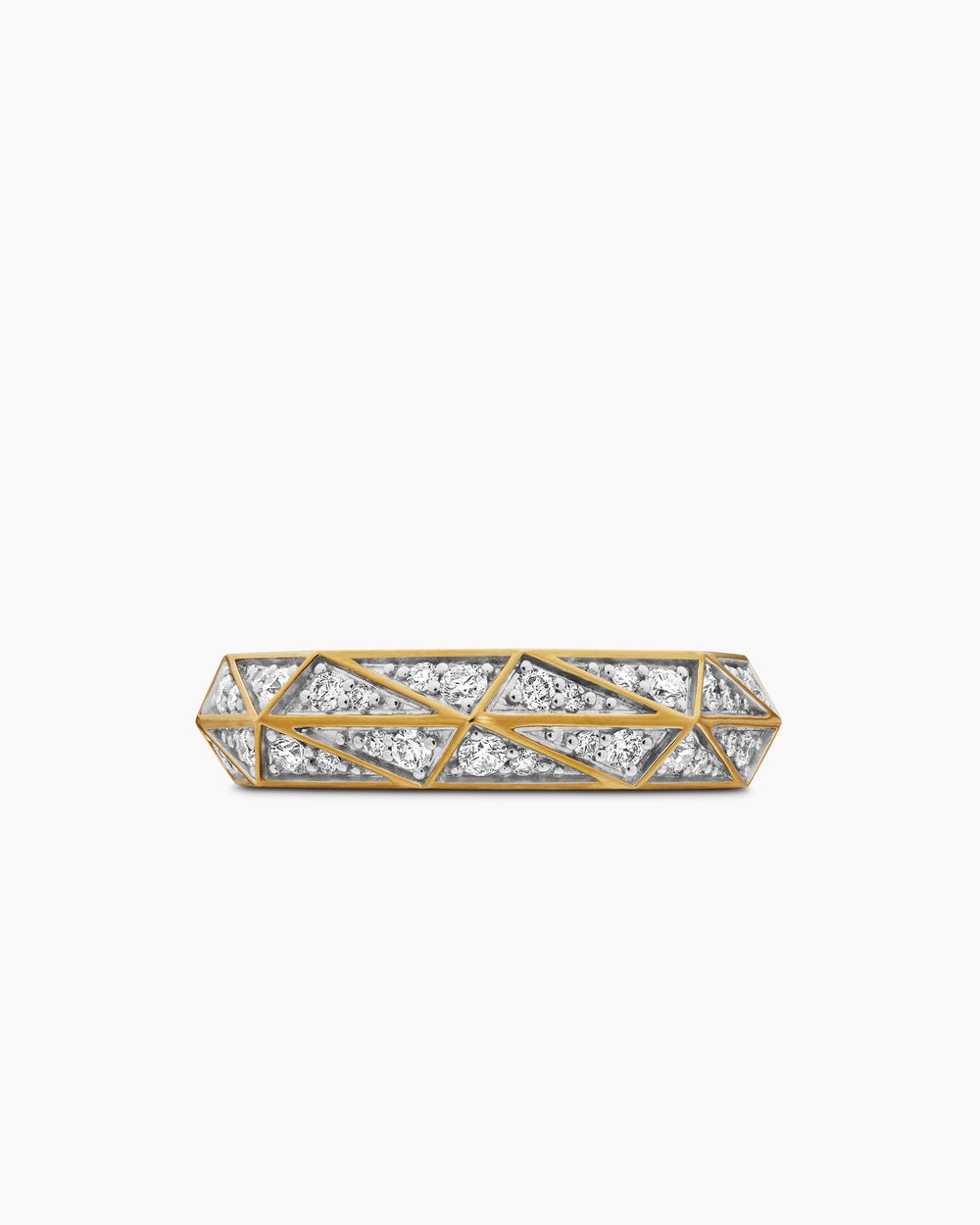 Mens Faceted Band Ring in 18K Yellow Gold, 6mm