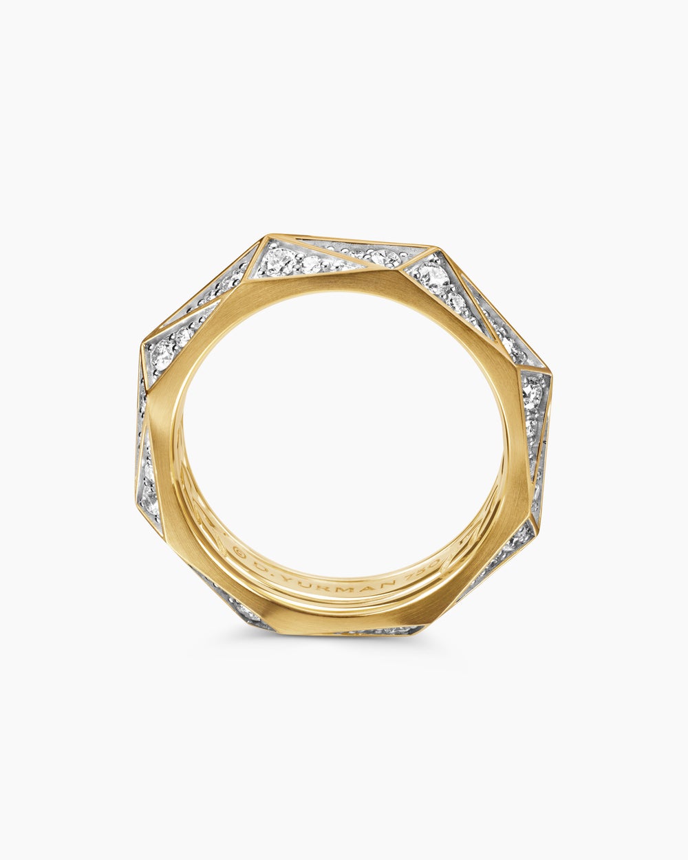 Mens Faceted Band Ring in 18K Yellow Gold, 6mm