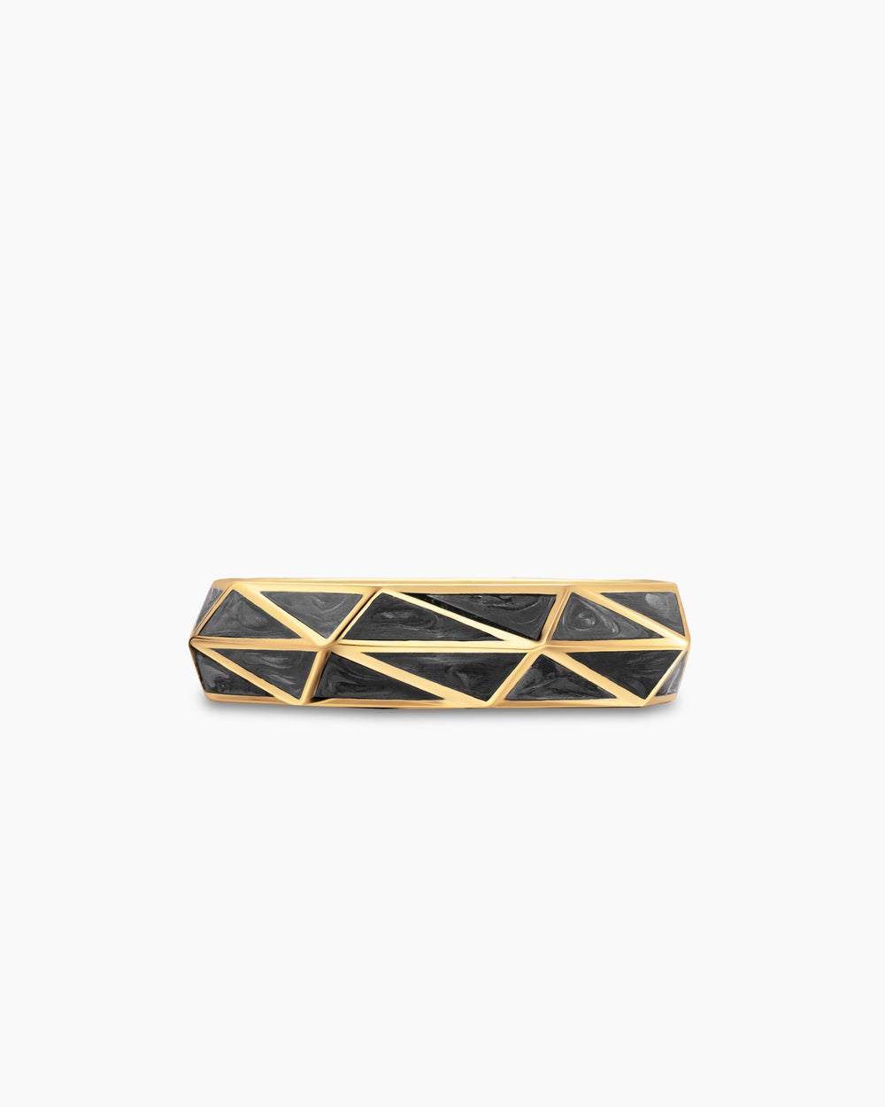 Mens Faceted Band Ring in 18K Yellow Gold, 6mm