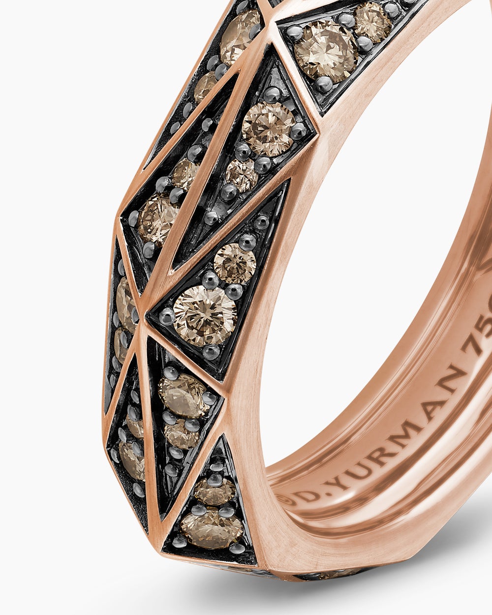 Mens Faceted Band Ring in 18K Rose Gold, 6.2mm