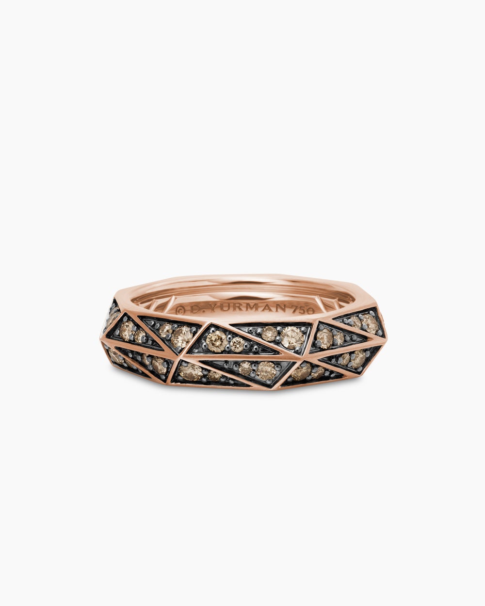 Mens Faceted Band Ring in 18K Rose Gold, 6.2mm