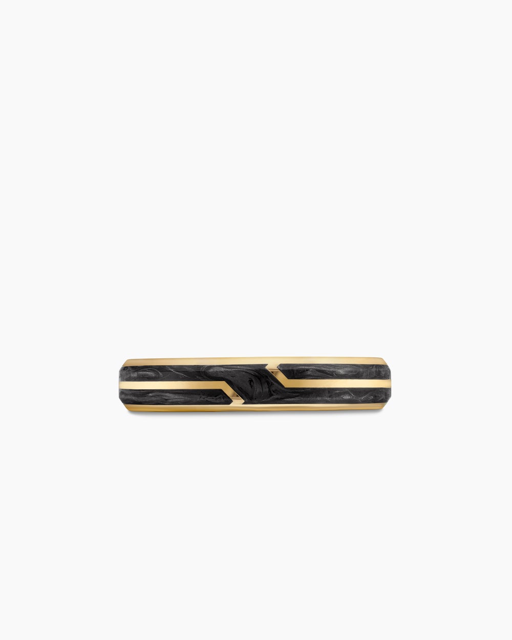 Mens Forged Carbon Band Ring in 18K Yellow Gold, 4mm