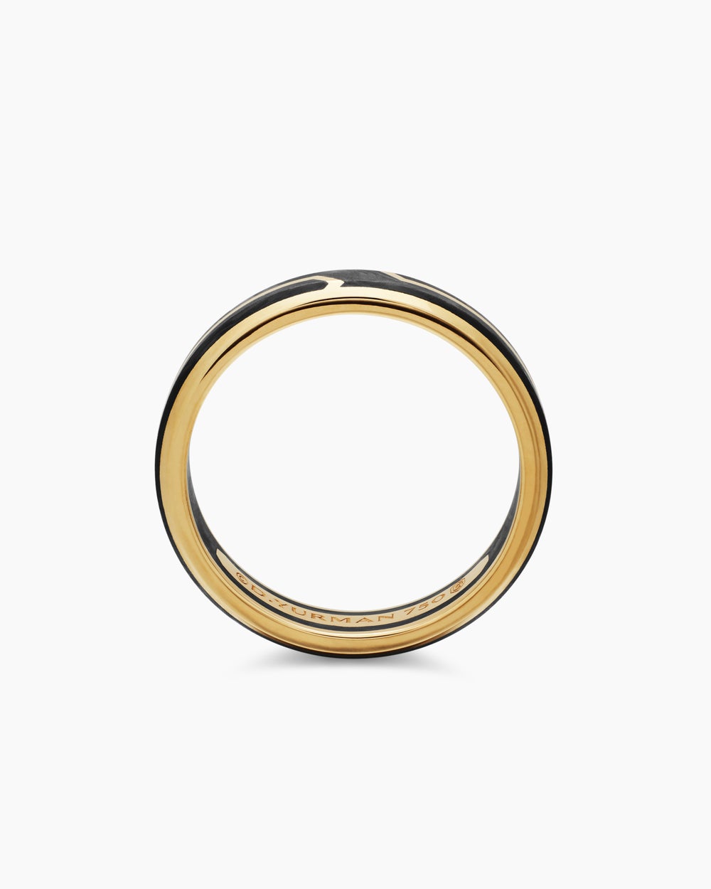 Mens Forged Carbon Band Ring in 18K Yellow Gold, 4mm