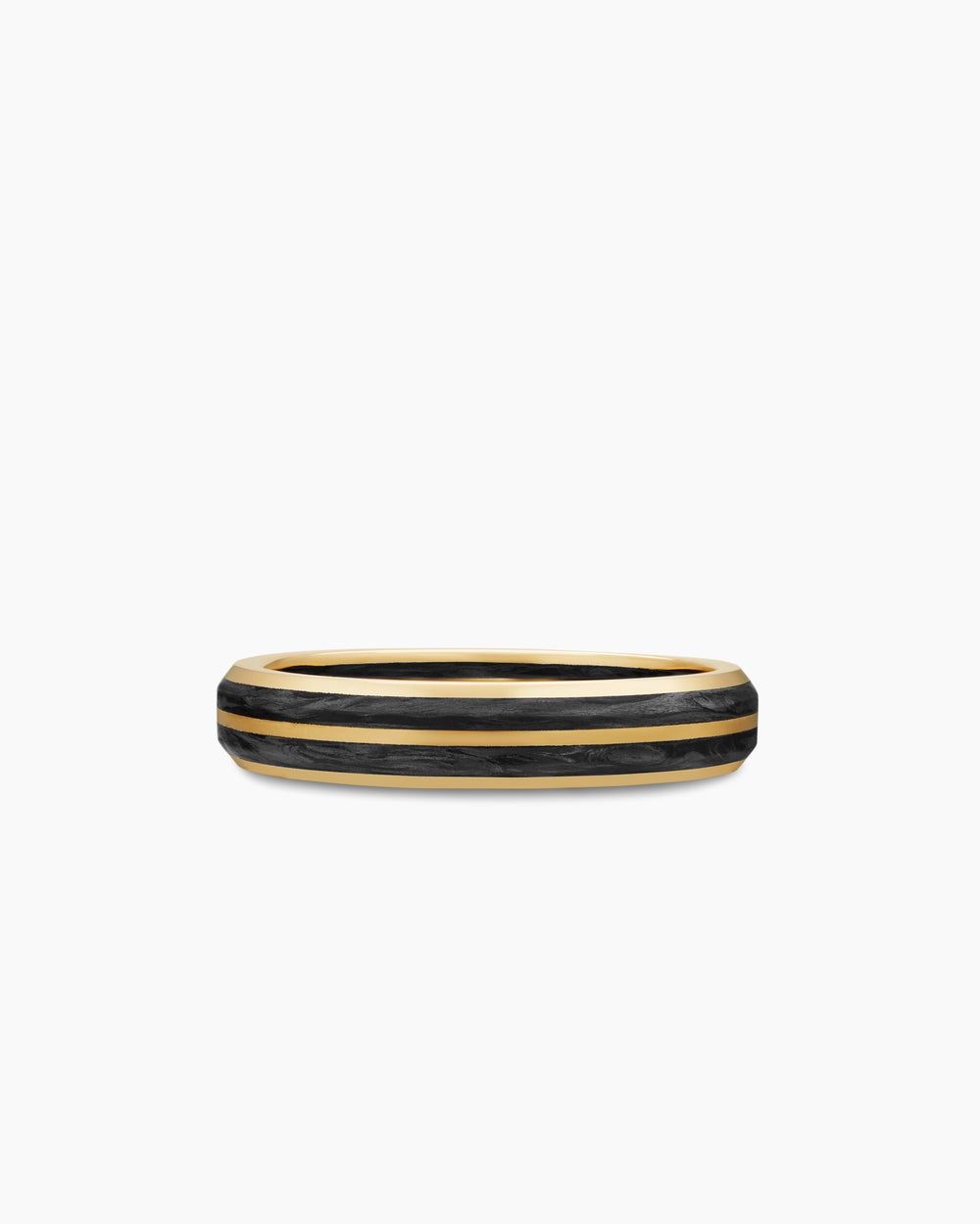 Mens Forged Carbon Band Ring in 18K Yellow Gold, 4mm