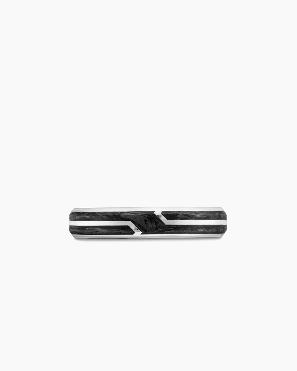Mens Forged Carbon Band Ring in 18K White Gold, 4mm