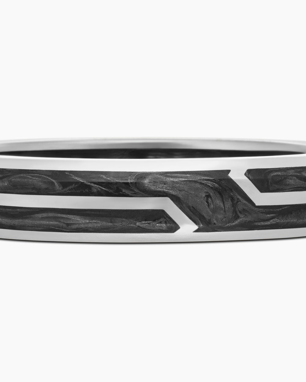Mens Forged Carbon Band Ring in 18K White Gold, 4mm