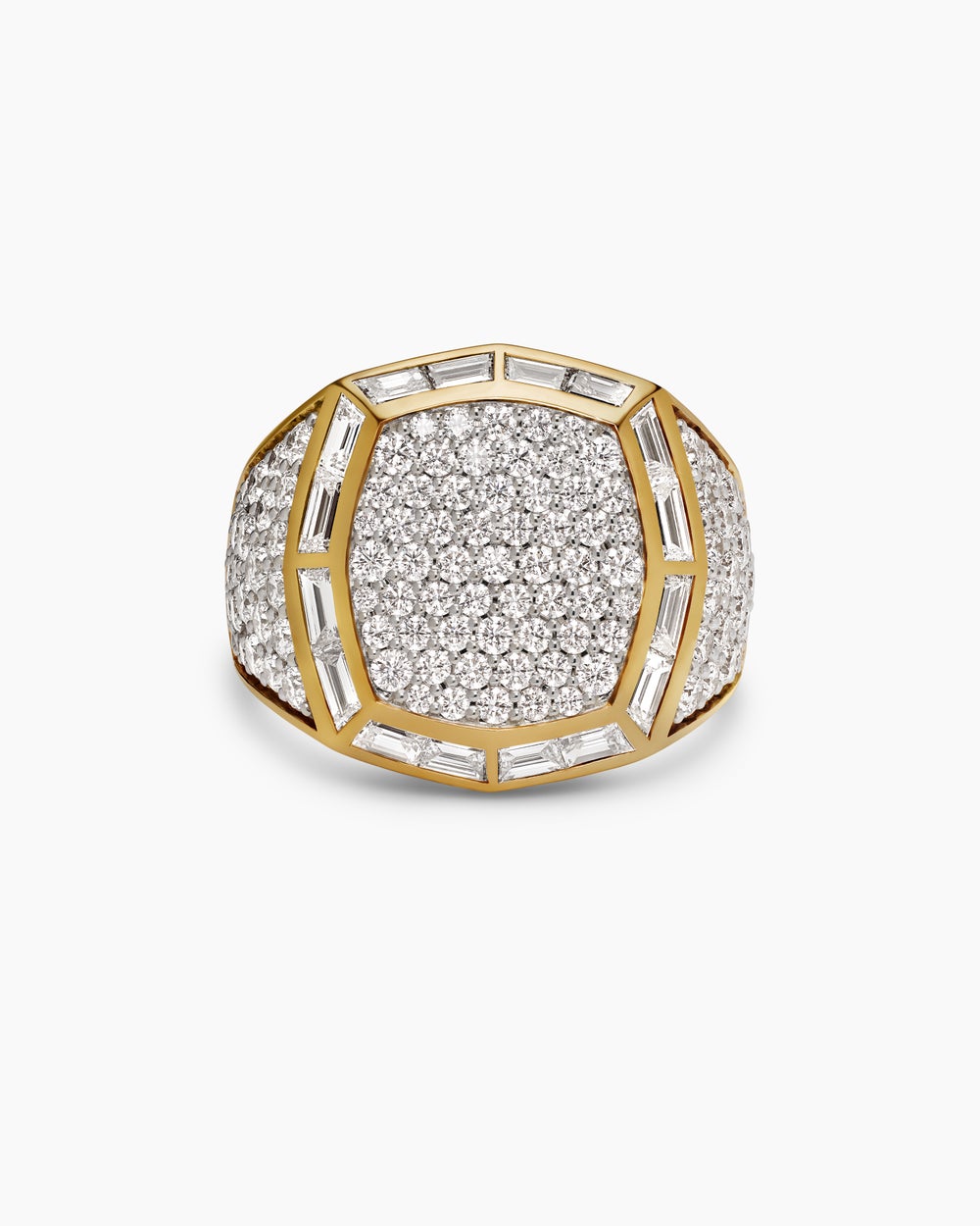 Mens Streamline Signet Ring in 18K Yellow Gold, 25mm