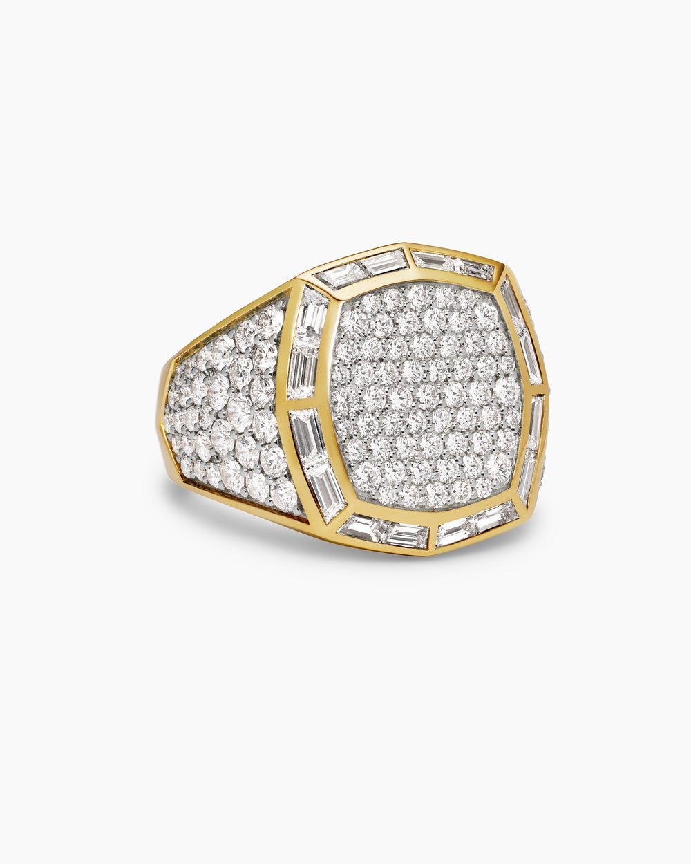 Mens Streamline Signet Ring in 18K Yellow Gold, 25mm