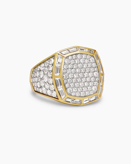 Streamline® Signet Ring in 18K Yellow Gold with Diamonds, 25mm