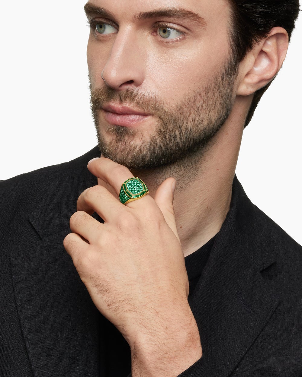 Mens Streamline Signet Ring in 18K Yellow Gold, 25mm