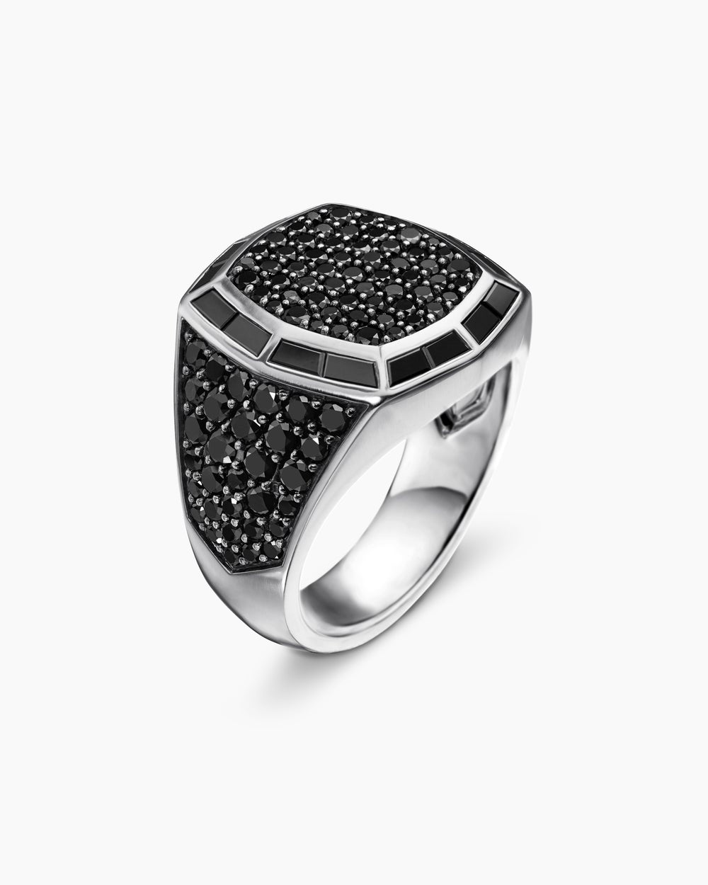 Mens Streamline Signet Ring in 18K White Gold, 25mm