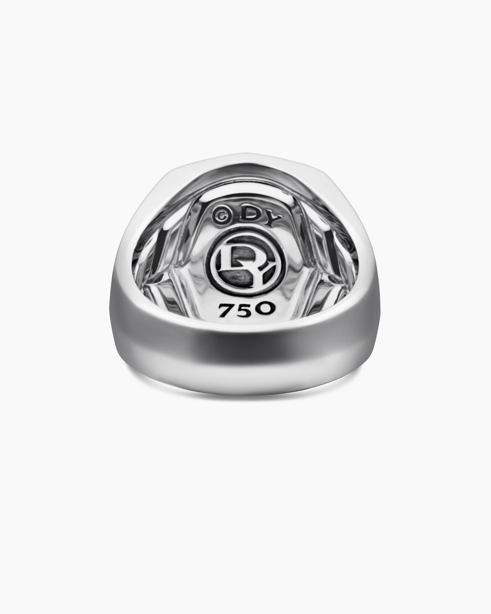 Mens Streamline Signet Ring in 18K White Gold, 25mm