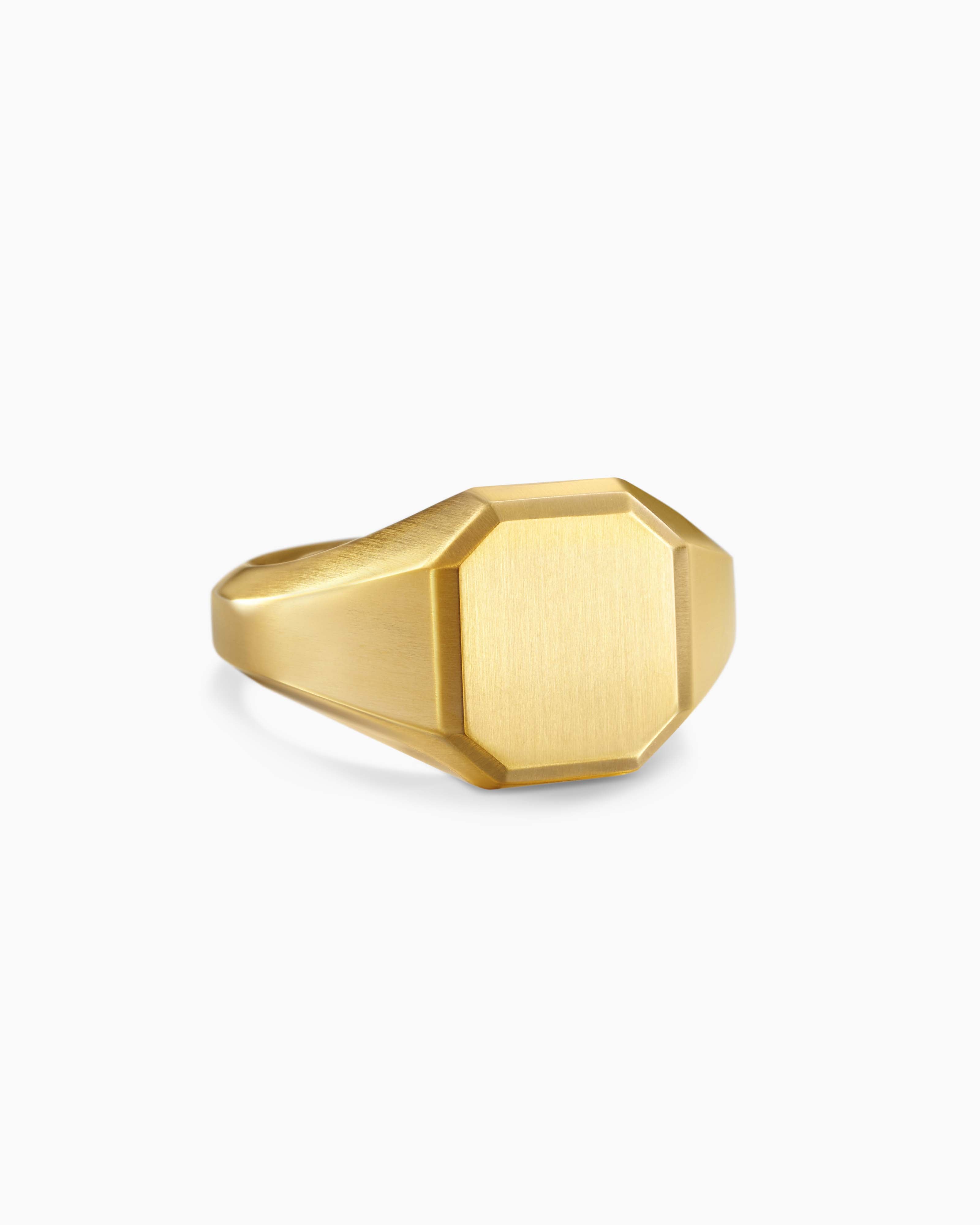 Mens Streamline Signet Ring in 18K Yellow Gold, 14mm