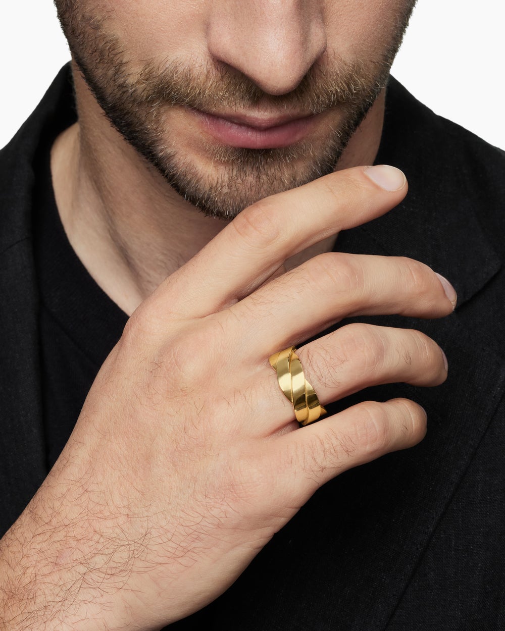 Anneau DY Helios en or jaune 18 carats, 9 mm homme