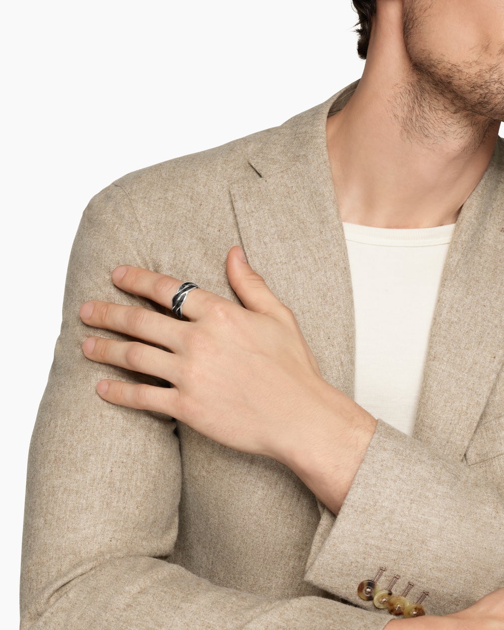 Anneau DY Helios en or blanc 18 carats, 9 mm