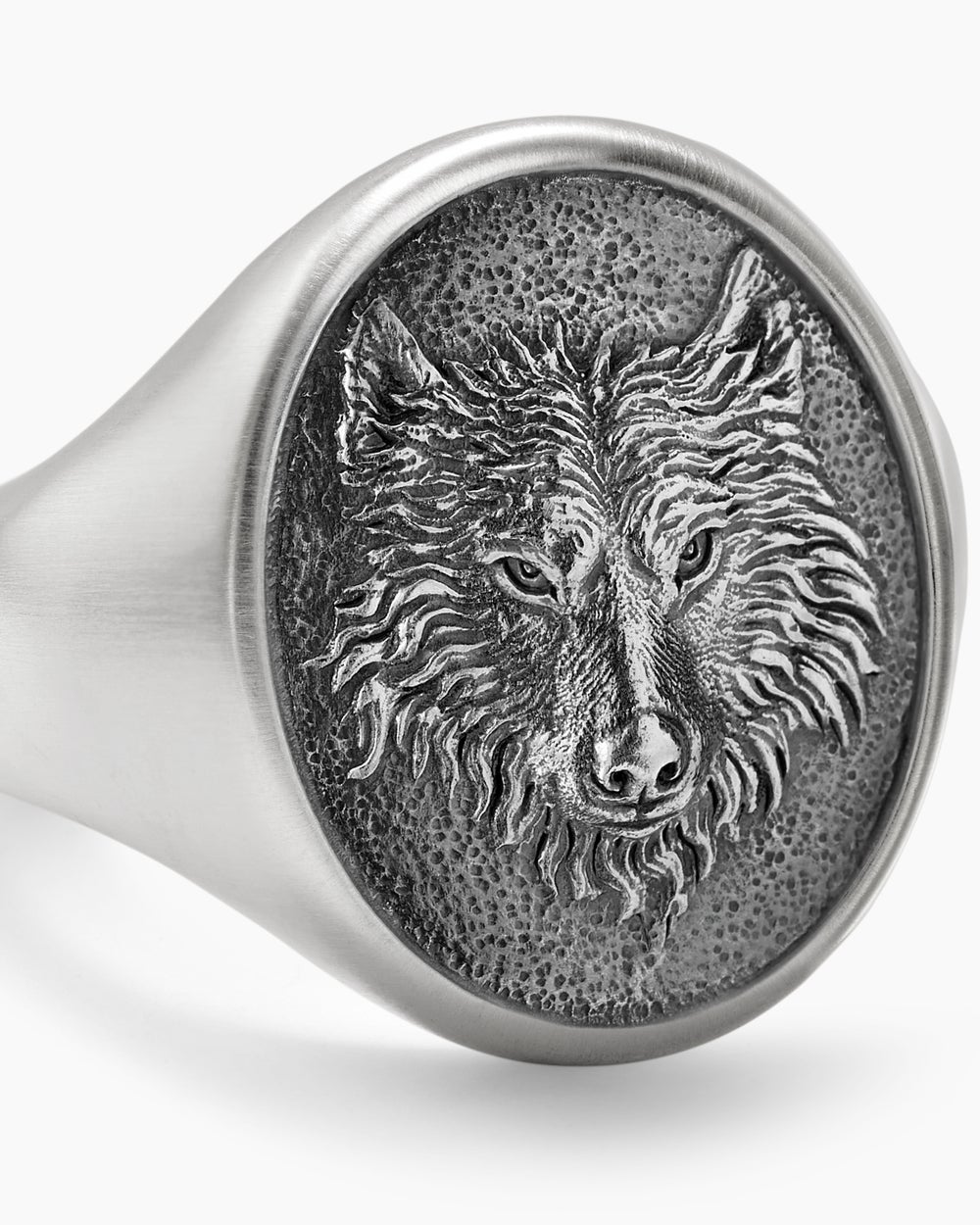 Mens Petrvs Wolf Signet Ring in Sterling Silver, 21.5mm