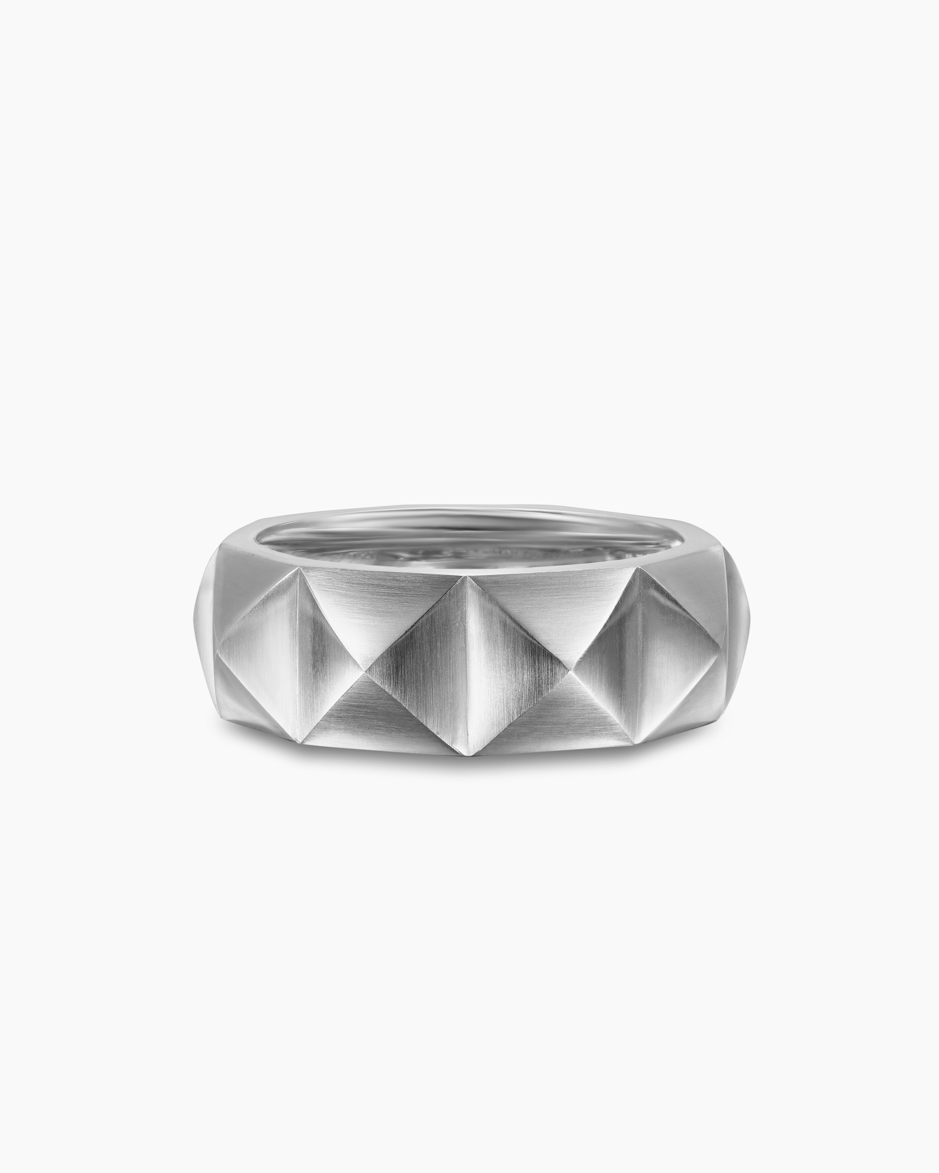 Anneau Pyramid en argent sterling, 8 mm hommes 