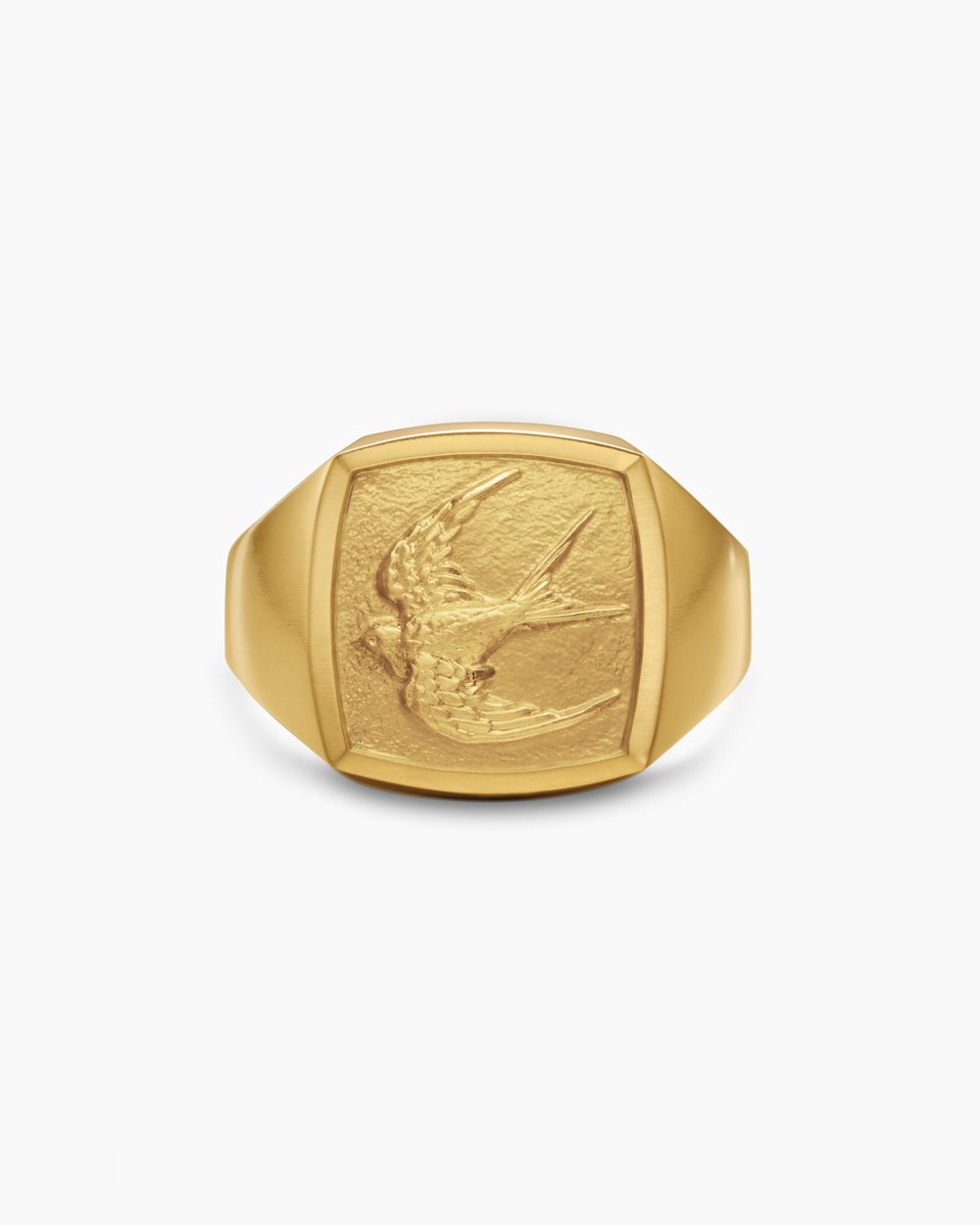 Mens Waves Bird Pinky Ring in 18K Yellow Gold, 14mm