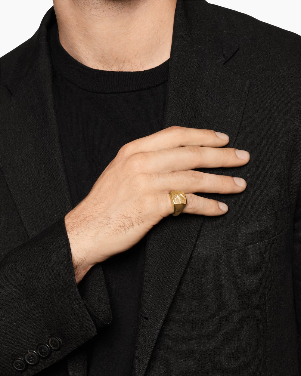 Mens Waves Bird Pinky Ring in 18K Yellow Gold, 14mm