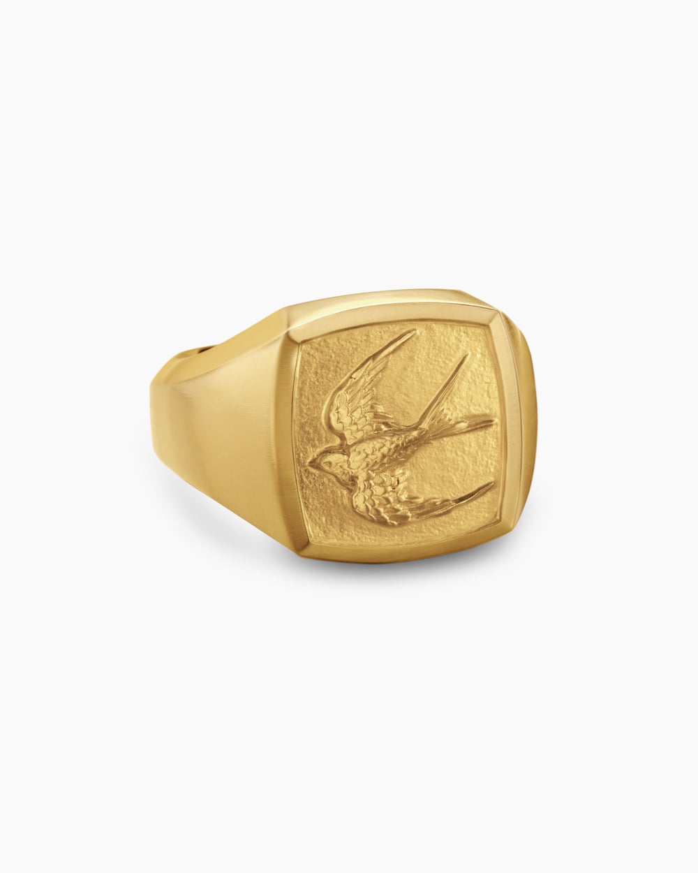 Mens Waves Bird Pinky Ring in 18K Yellow Gold, 14mm