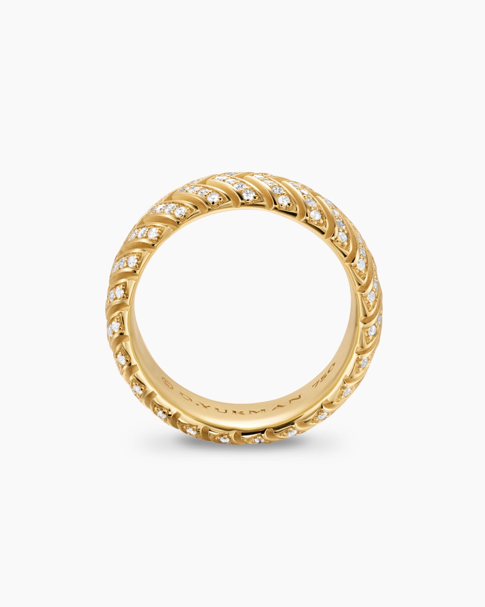Mens Chevron Band Ring in 18K Yellow Gold, 8mm
