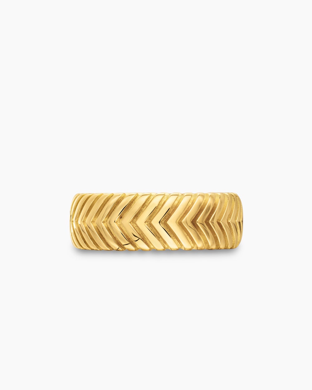 Mens Chevron Band Ring in 18K Yellow Gold, 8mm