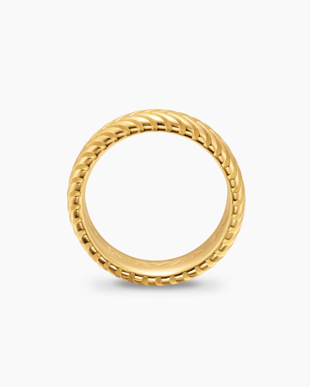 Mens Chevron Band Ring in 18K Yellow Gold, 8mm