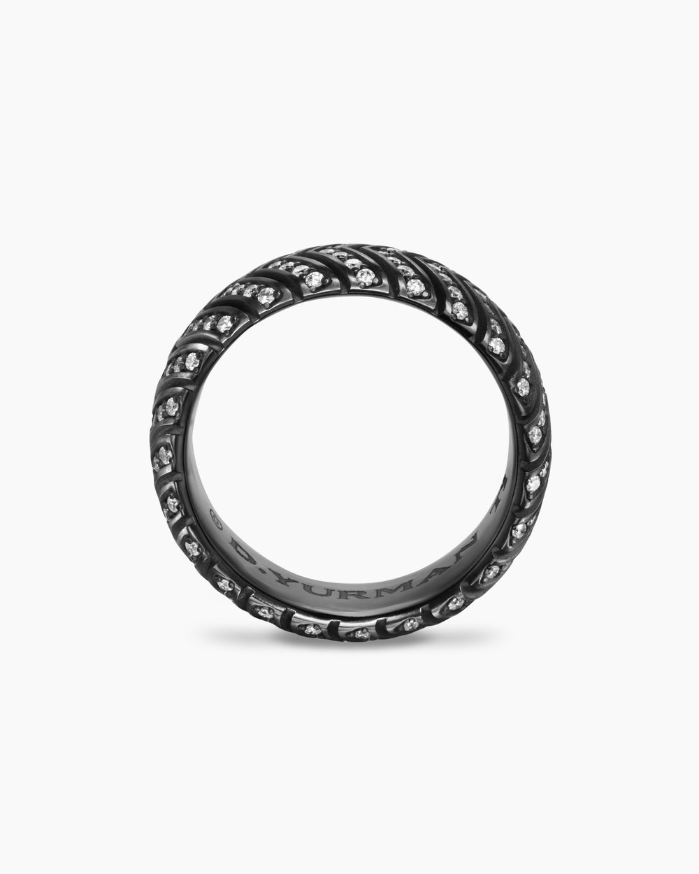 Mens Chevron Band Ring in Black Titanium, 8mm