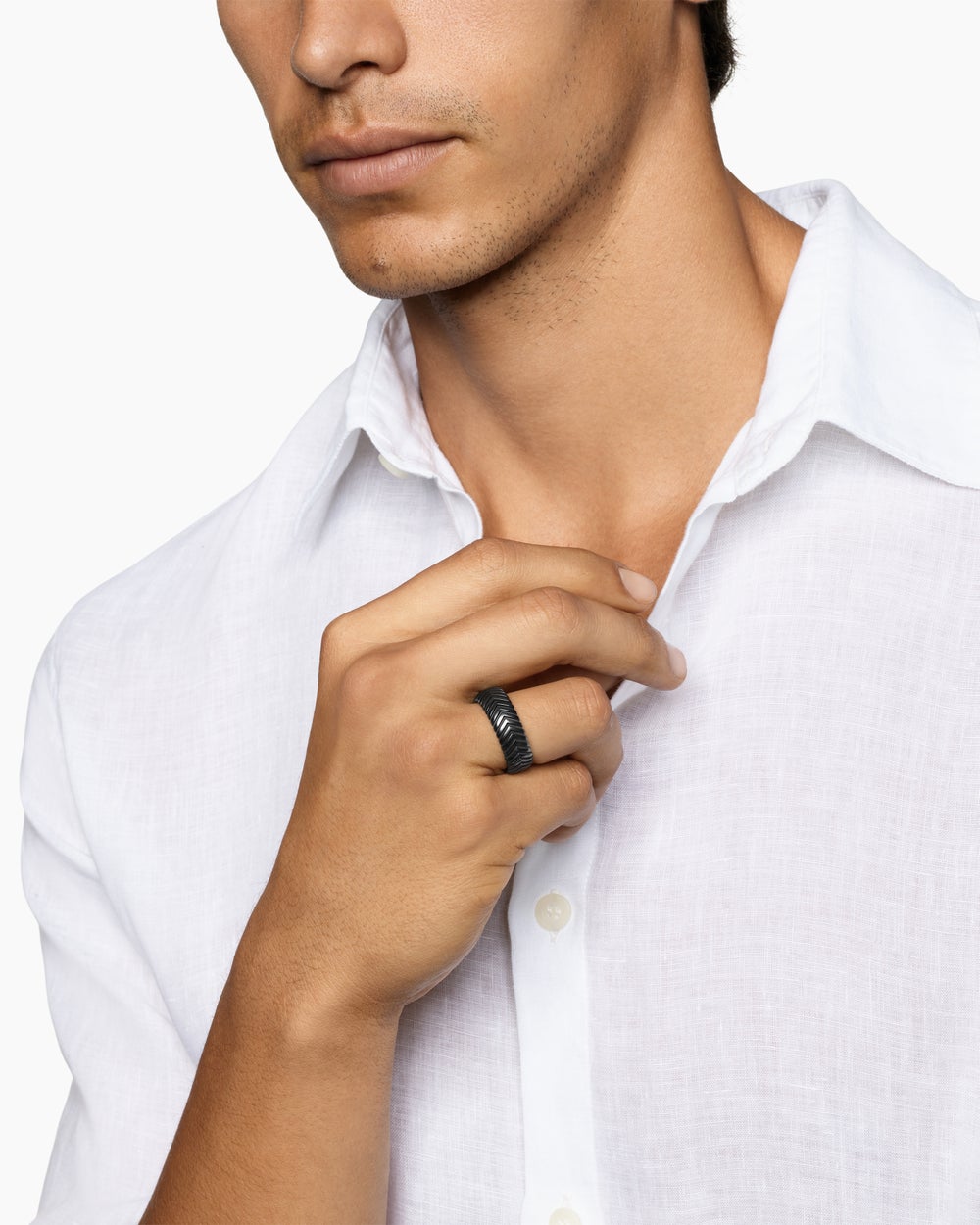 Anneau Chevron en titane noir, 8 mm hommes