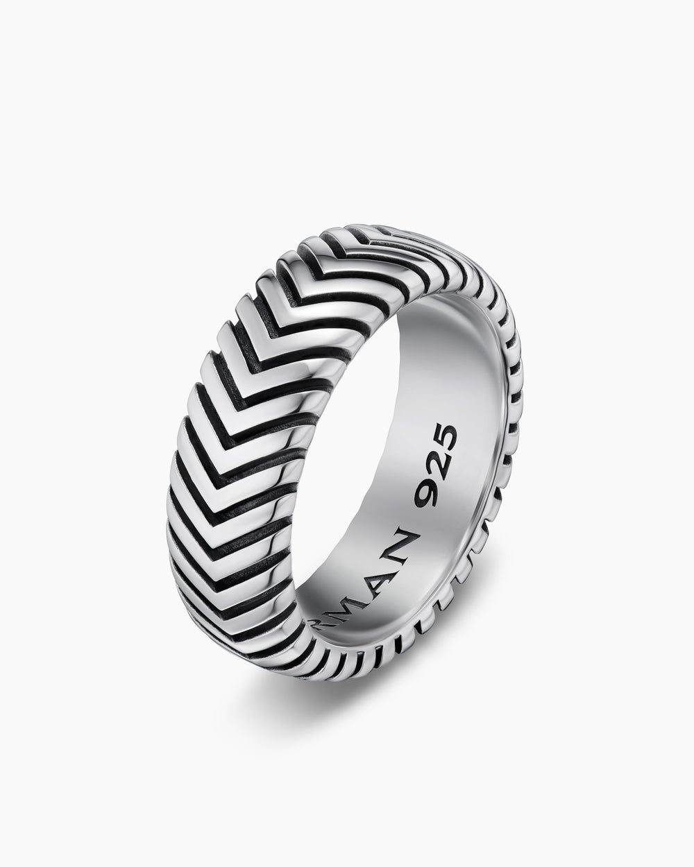 Anneau Chevron en argent sterling, 8 mm hommes