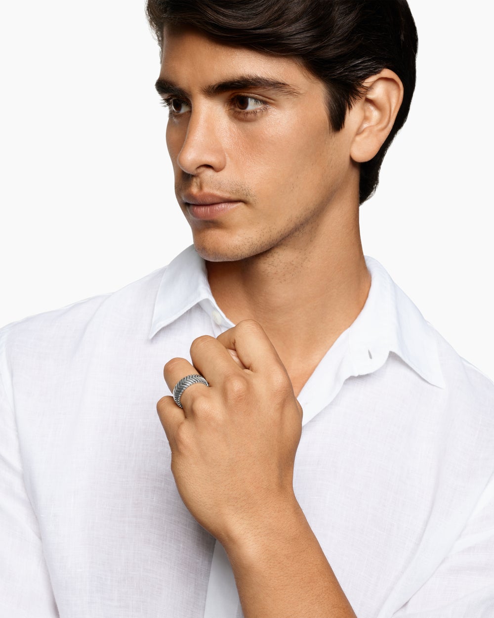 Anneau Chevron en argent sterling, 8 mm hommes